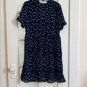 Navy Polka Dot Dress - Navy and White